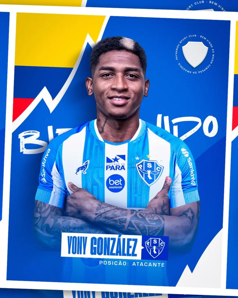 O atacante colombiano Yony González é o mais novo contratado do Paysandu