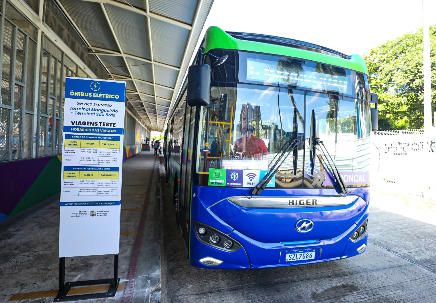 Novo ônibus 100% elétrico da Prefeitura de Belém ainda estão em fase de testes. Foto: Semob