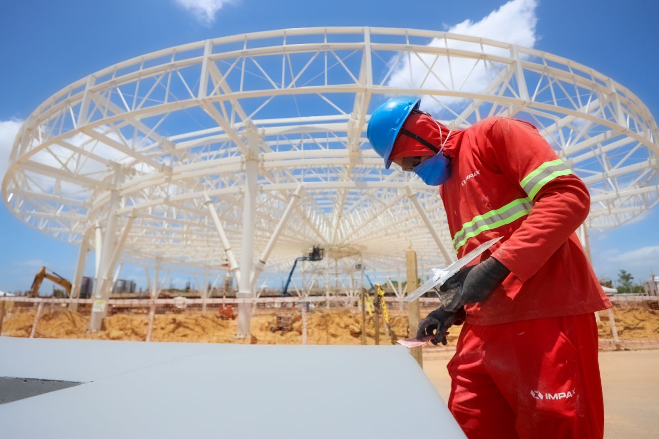 Principais projetos ligados ao evento que será realizado em 2025, Parque da Cidade e Porto Futuro II avançam na capital paraense, geram empregos e preparam legado para a comunidade. Foto: Agência Pará