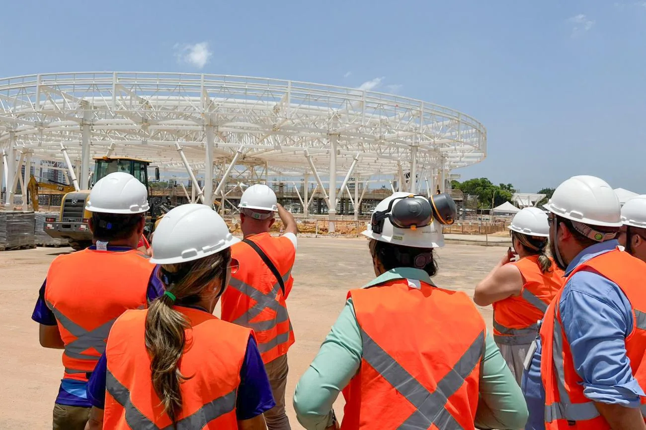 Grupo conferiu o andamento das obras que será legado da COP 30 para Belém. Foto: Bianca Marinho/Setur