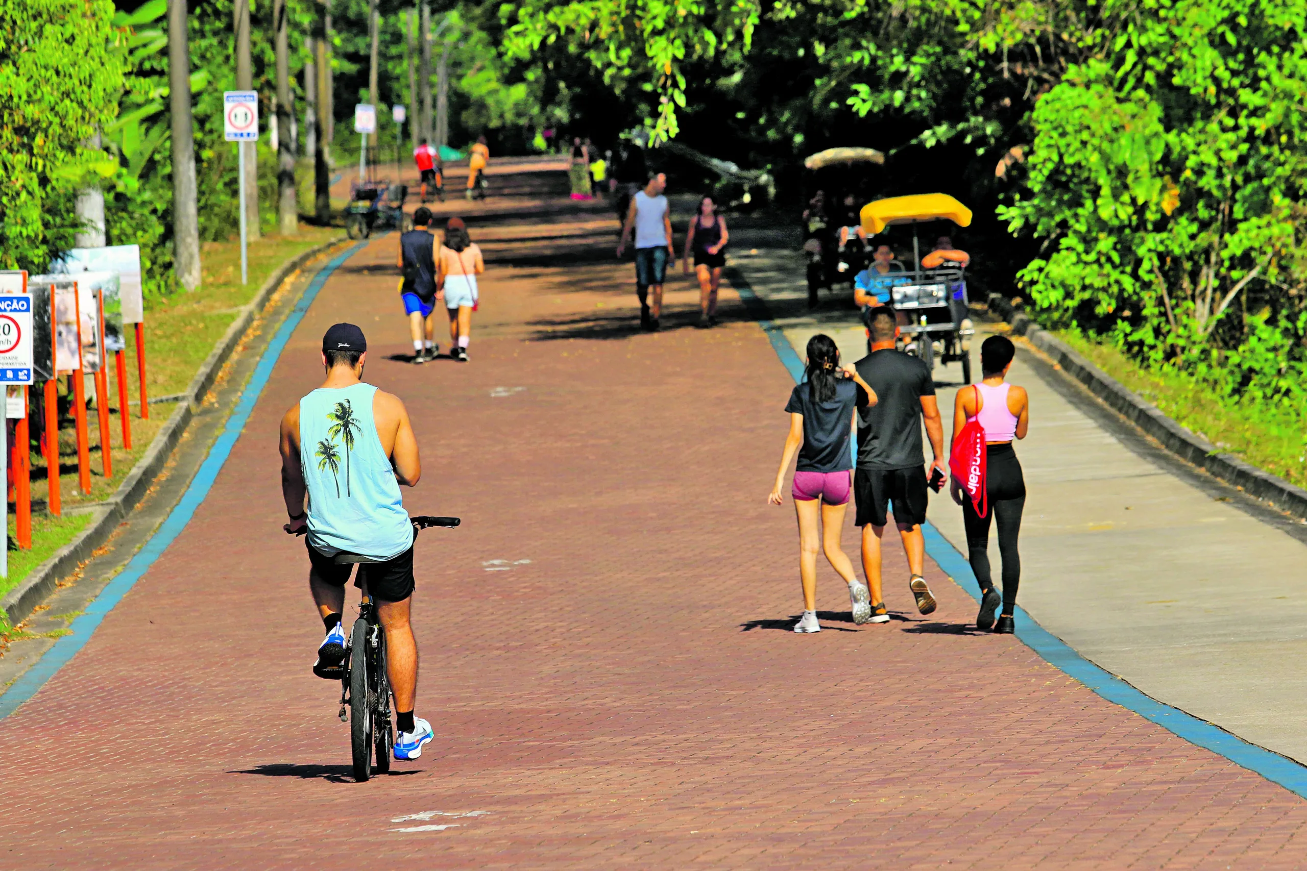 No Parque Estadual do Utinga, em Belém, muita gente aproveitou o último domingo (15) para se exercitar e apreciar o contato com a natureza por meio de caminhadas, trilhas ou andar de bicicleta. Foto: Mauro Ângelo/ Diário do Pará.