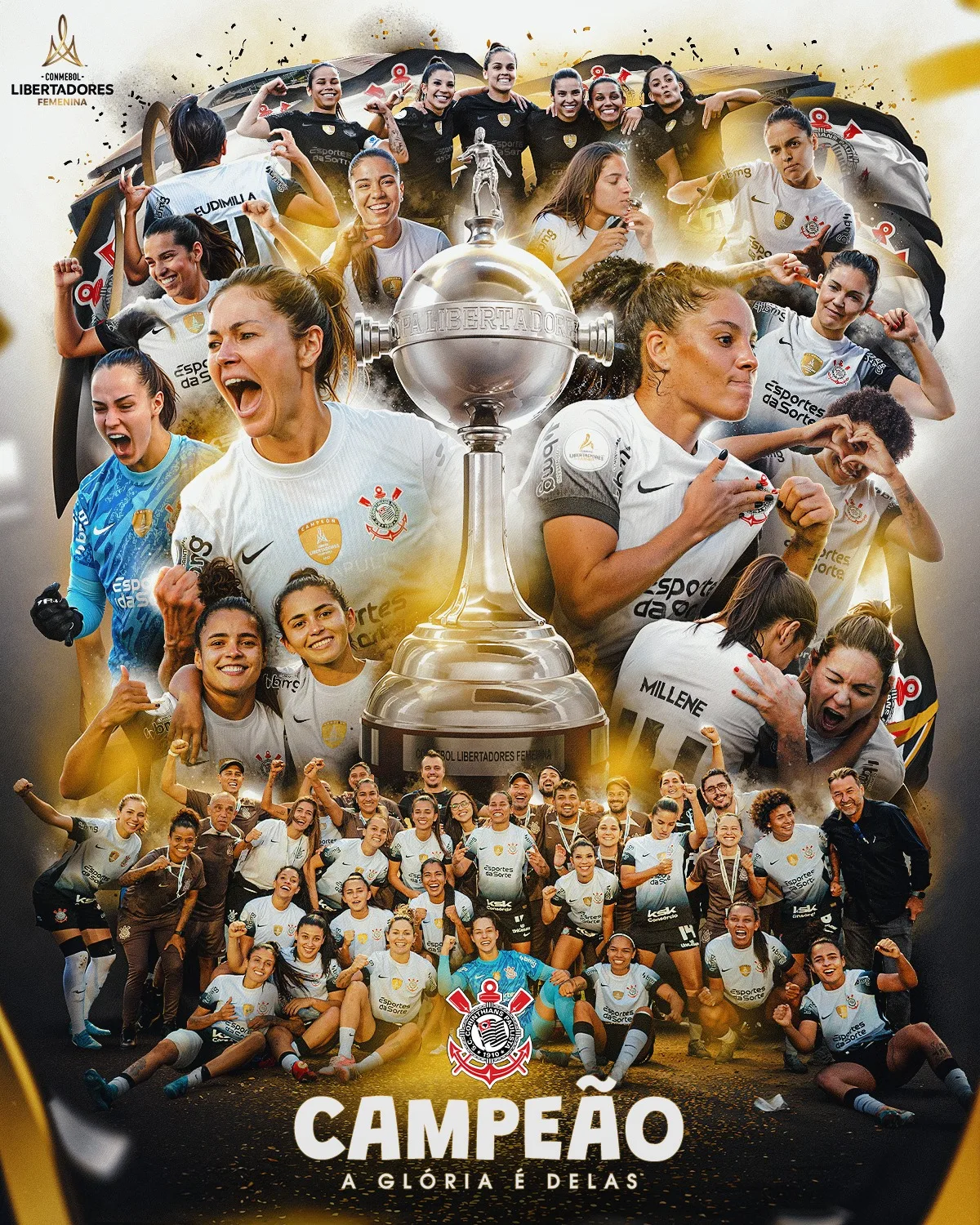 O Corinthians é pentacampeão da Libertadores Feminina! Neste sábado (19), as Brabas venceram o Independiente Santa Fé por 2 a 0, na final da competição, no Estádio Defensores del Chaco, no Paraguai.