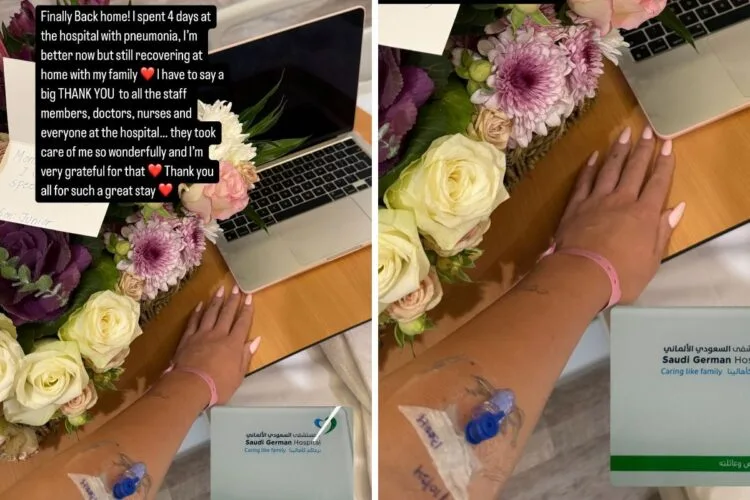 Esposa de Cristiano Ronaldo recebe alta após dias internada e publica foto de buquê de flores em suas redes sociais.