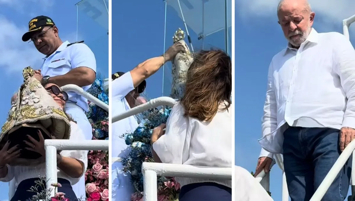 Presidente Lula e a primeira-dama Janja participam do Círio Fluvial, em Belém.