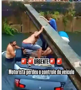 Um carro particular foi parar dentro de um canal no bairro da Pedreira, em Belém. 