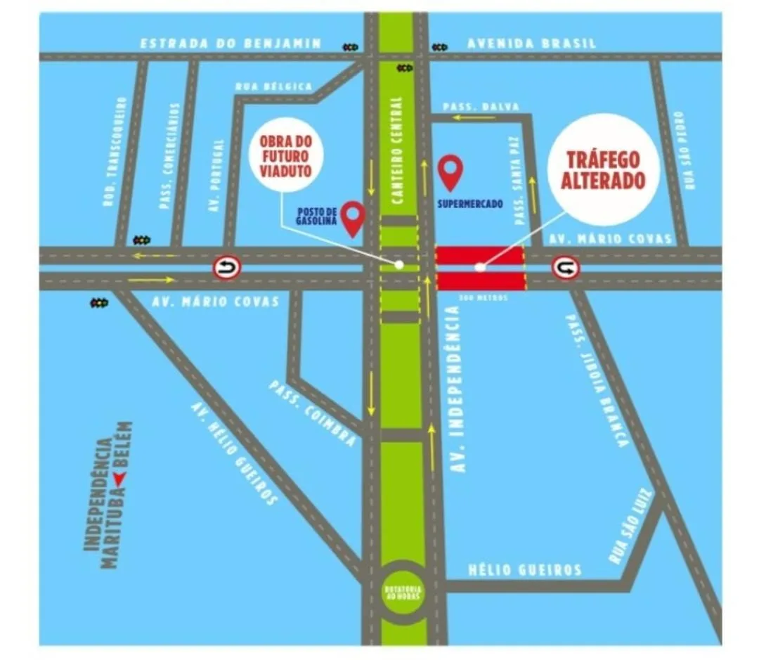 Perímetro é entre a Independência e Passagem Santa Paz. Mudança é necessária por causa das escavações profundas e movimentação de máquinas