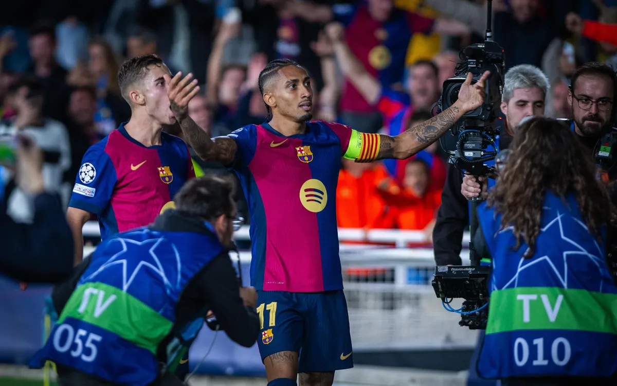 Raphinha fez três gols na goleada do Barcelona. Foto: Divulgação