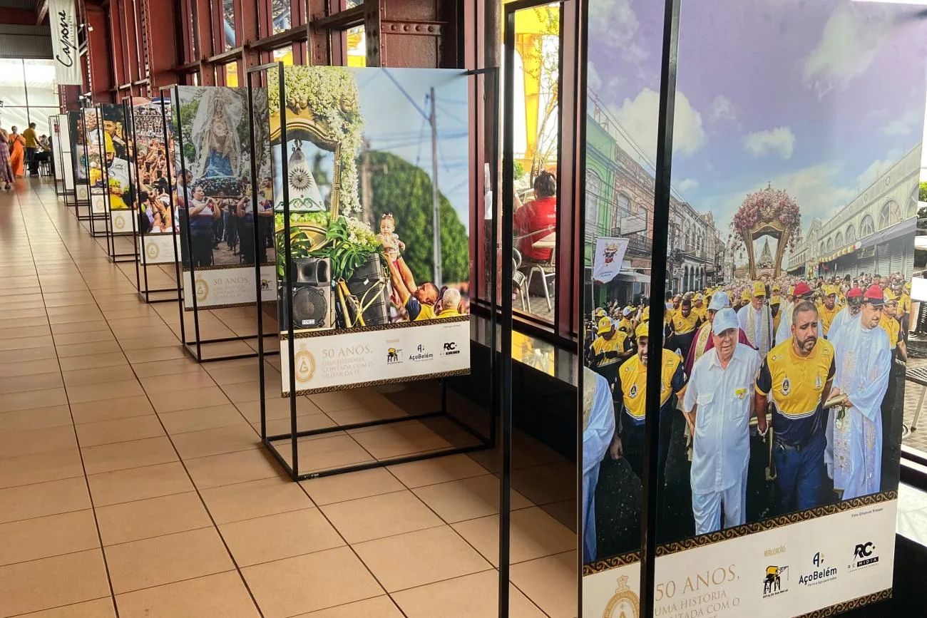 A exposição fotográfica “50 anos, uma história contada com o olhar da fé”, da Guarda de Nossa Senhora de Nazaré, chegou à Estação das Docas nesta terça-feira, 7