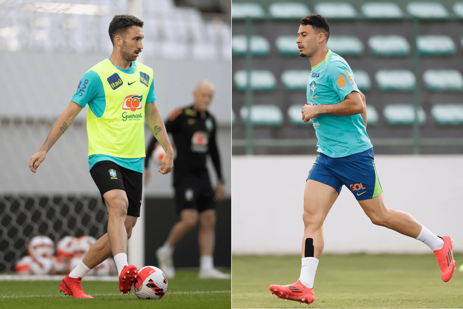 Léo Ortiz e Gabriel Martinelli foram convocados para a Seleção Brasileira, que enfrentará Venezuela e Uruguai, pelas Eliminatórias Créditos: Lucas Figueiredo/CBF e Rafael Ribeiro/CBF