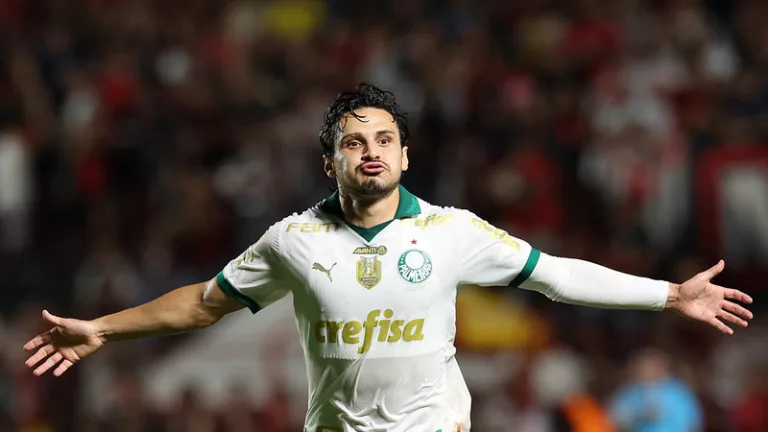 Rafael Veiga comemora o gol do Verdão. Foto: Cesar Greco/Palmeiras/by Canon