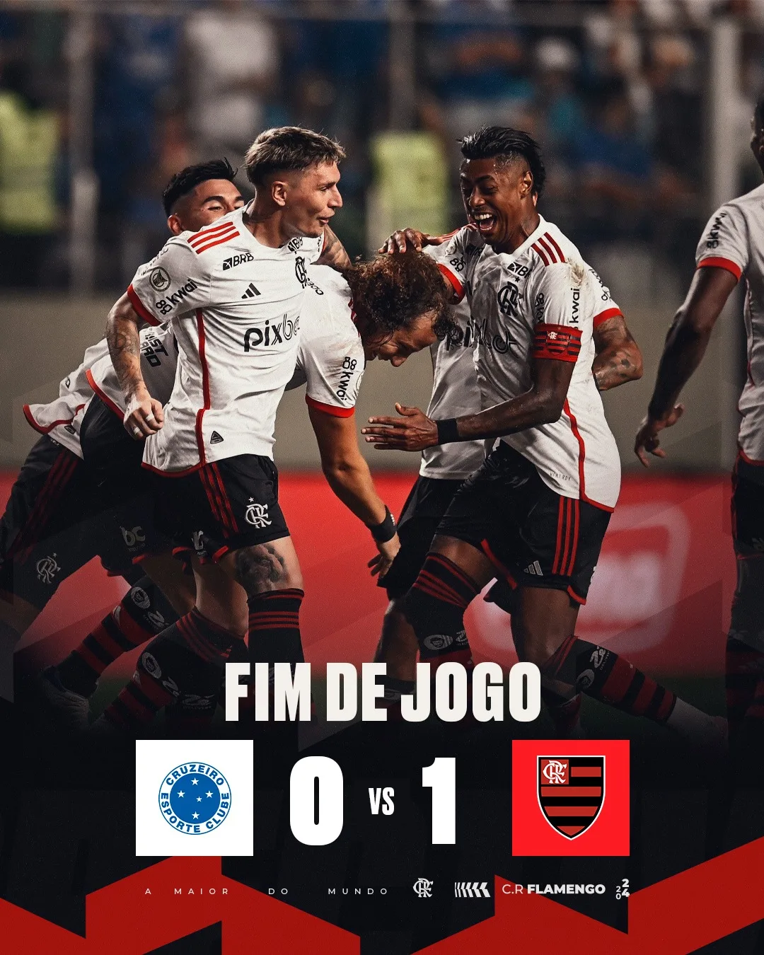 O Flamengo derrotou o Cruzeiro em Minas