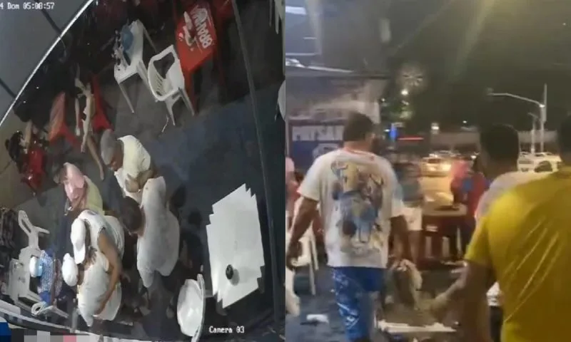 Confusão em chá de bebê no Bar Arena Bicolor: grupo rival invade evento e causa tumulto entre torcidas de Remo e Paysandu.