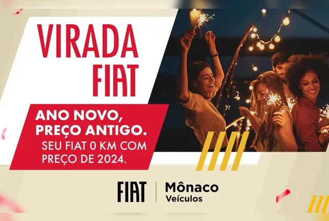 A Virada Fiat começou na Mônaco Veículos! Preços de 2024 em carros 0km para você começar o ano de Fiat novo.