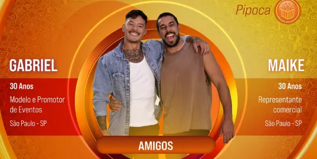 Nesta quinta-feira (9), a Globo divulgou os nomes de Gabriel e Maike como participantes da 25ª edição do Big Brother Brasil.