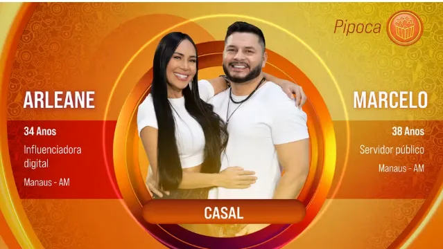 Conheça o casal confirmado na edição do BBB 25: Arleane, a influenciadora digital de 34 anos, e Marcelo, o servidor público de 38 anos.