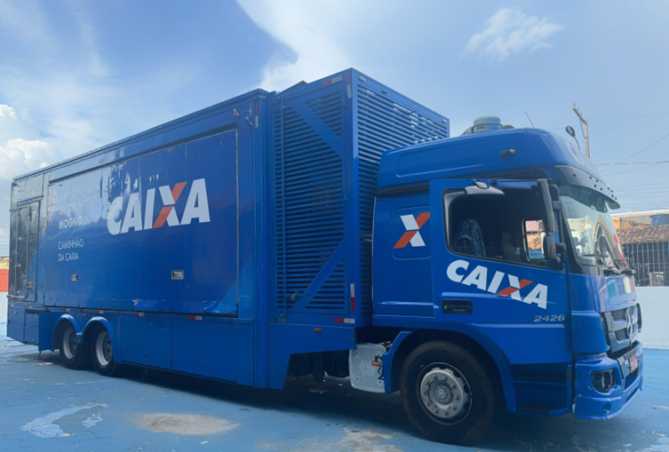 Caminhão CAIXA: atendimento em Cametá (PA) de segunda à sexta-feira, das 8h às 14h. Biometria, cartões digitais e informações