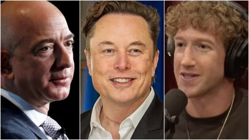 Jeff Bezos e Elon Musk, CEOs da Amazon e do X, respectivamente, participam de reunião com o presidente eleito e empresários influentes.