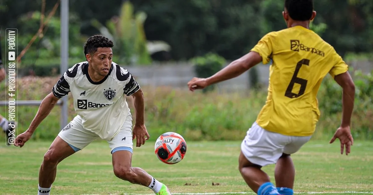 O elenco bicolor treina forte visando a estreia no Parazão. Jorge Luís Totti/Paysandu