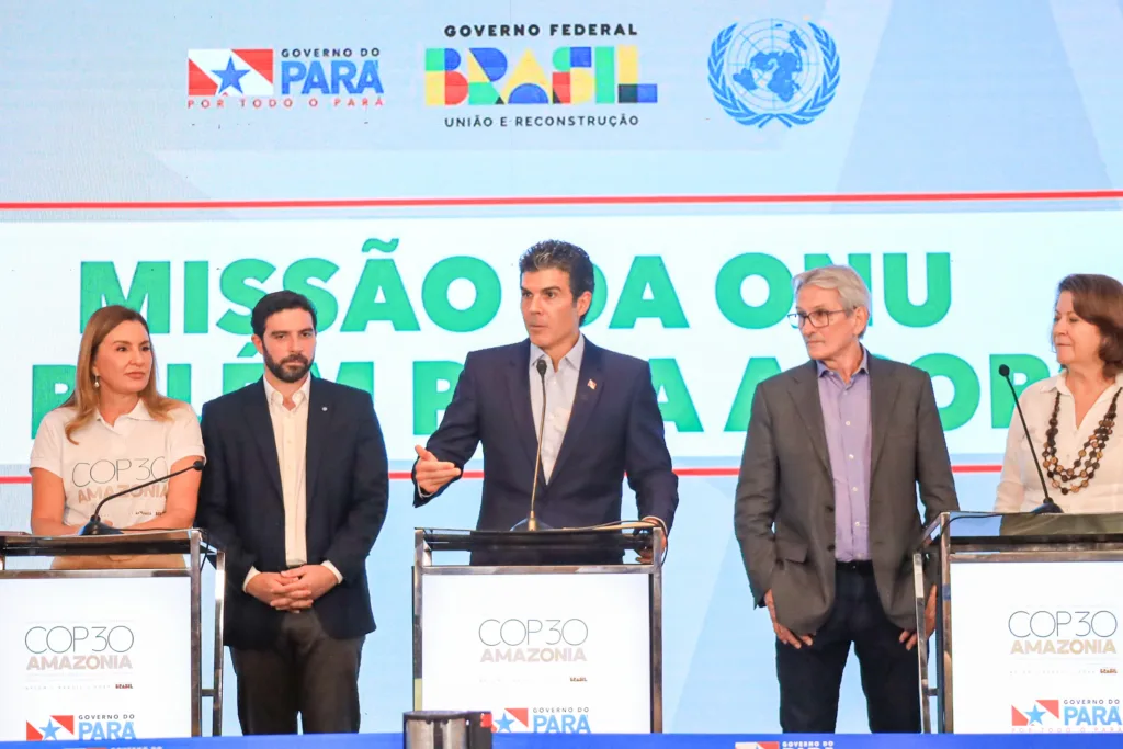 O governador Helder Barbalho destacou os avanços das obras e do legado que a capital paraense terá a partir da realização da conferência FOTO: Bruno Cecim / Ag. Pará