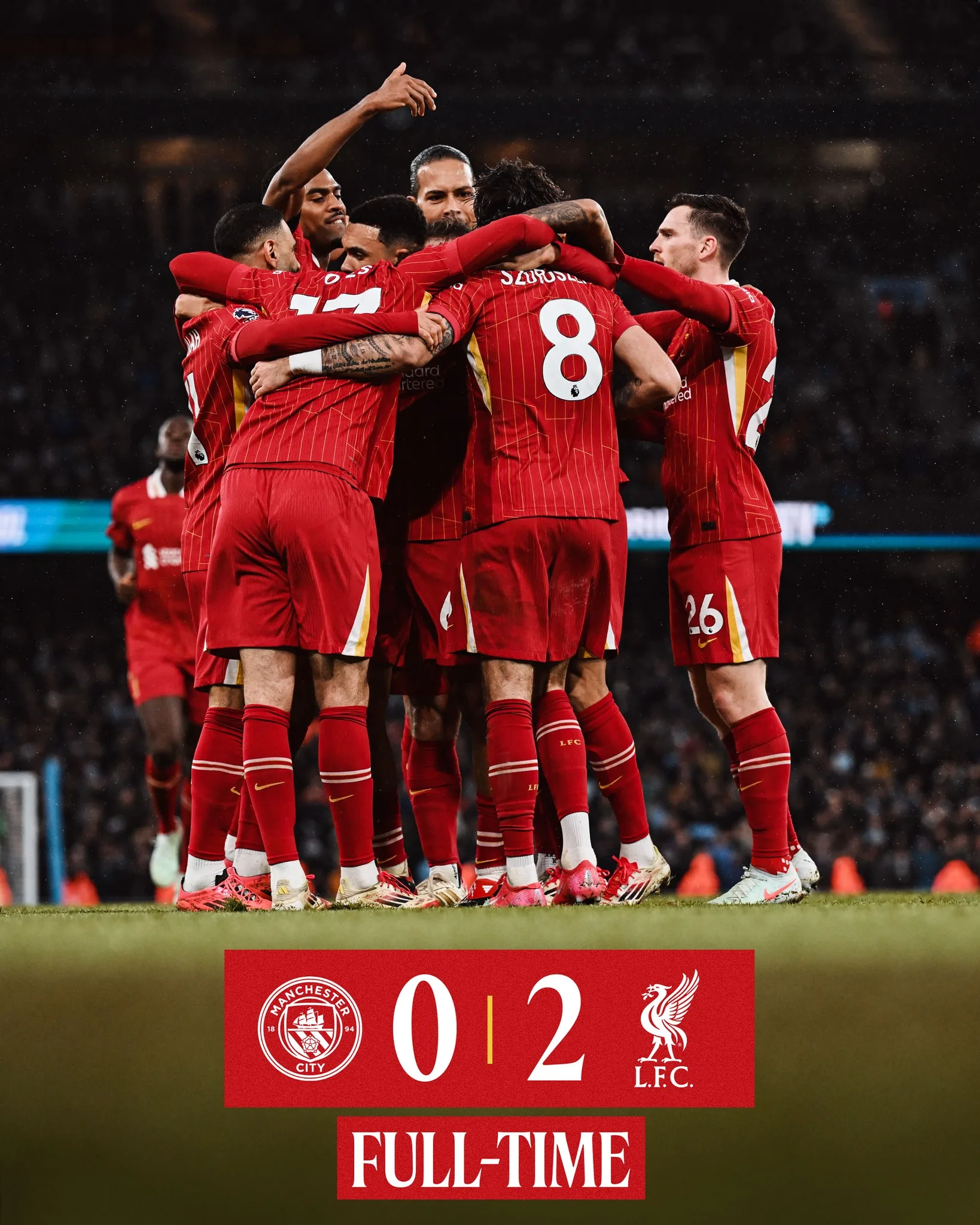 Liverpool conquista uma vitória significativa contra o Manchester City e lidera com 64 pontos no Campeonato Inglês.