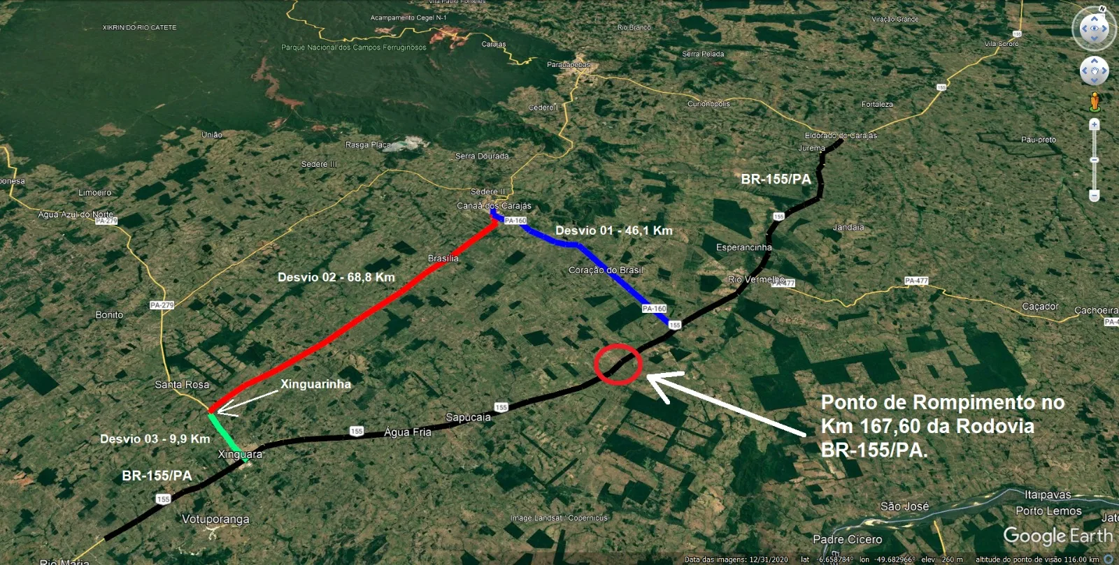 Chuvas fortes rompem trecho da BR 155 no Pará; VÍDEO