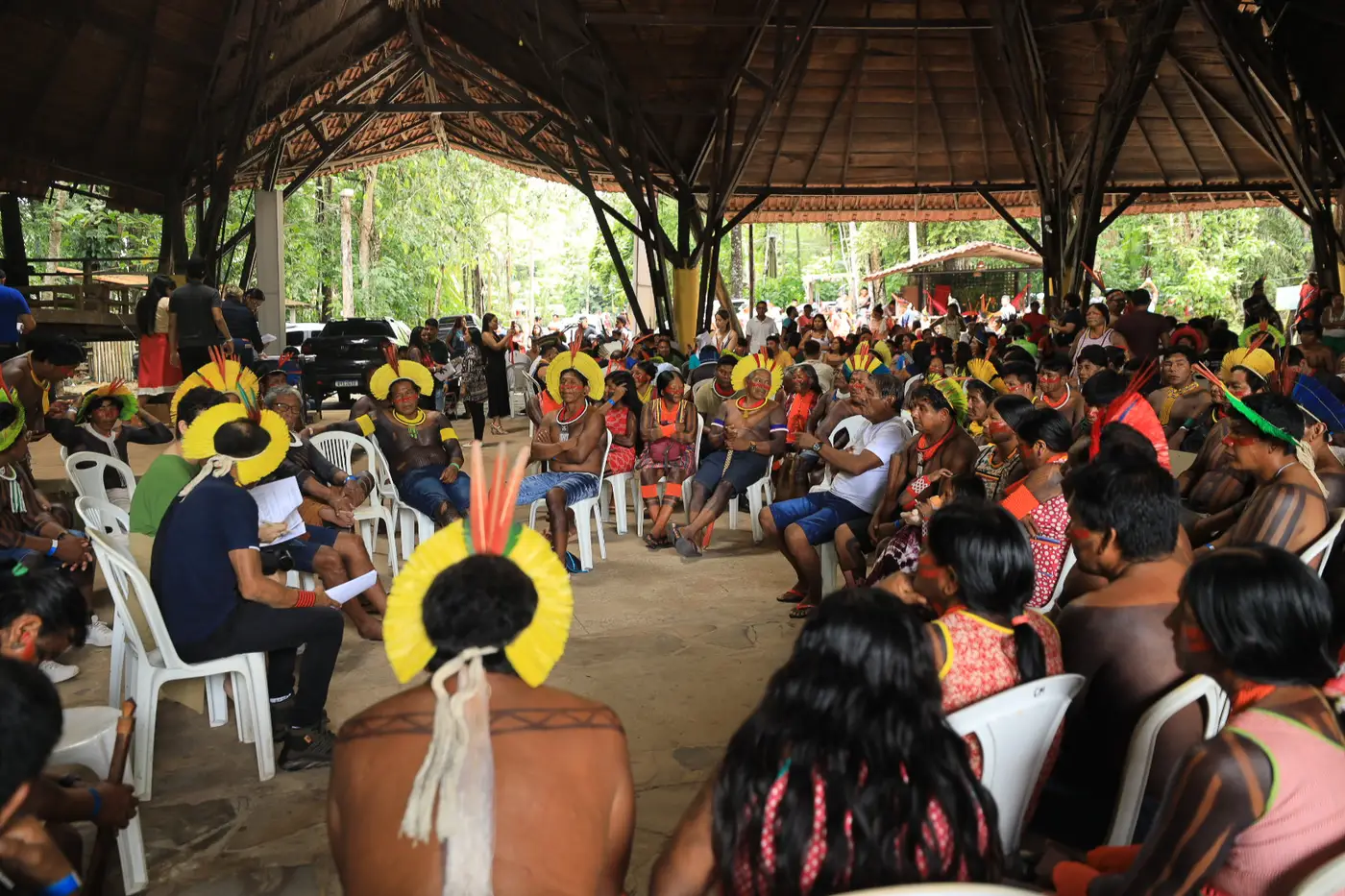 Diálogo entre Governo e lideranças indígenas consolida o caminho para uma lei histórica na Educação Indígena. Foto: Alex Ribeiro/Ag. Pará