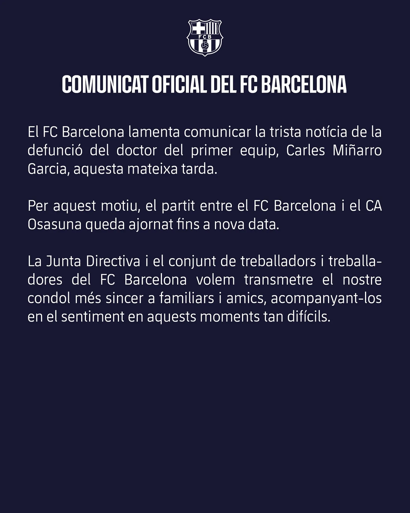 Neste sábado, 8, o futebol espanhol foi marcado pelo adiamento da partida entre Barcelona e Osasuna. Saiba o motivo.