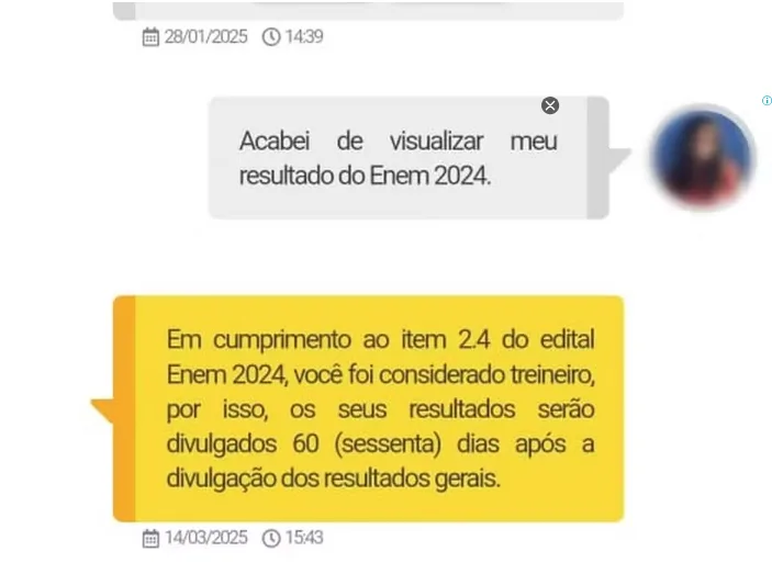 Estudantes que fizeram a prova como treineiros estão reclamando nas redes sociais que ainda não conseguem acessar as notas.