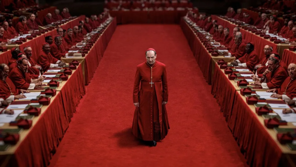 "Conclave" ganhou um único Oscar em 2025, na categoria de Melhor Roteiro Adaptado (Peter Straughan). O filme recebeu um total de oito indicações, incluindo Melhor Filme. "Conclave" ganhou um único Oscar em 2025, na categoria de Melhor Roteiro Adaptado (Peter Straughan). O filme recebeu um total de oito indicações, incluindo Melhor Filme.