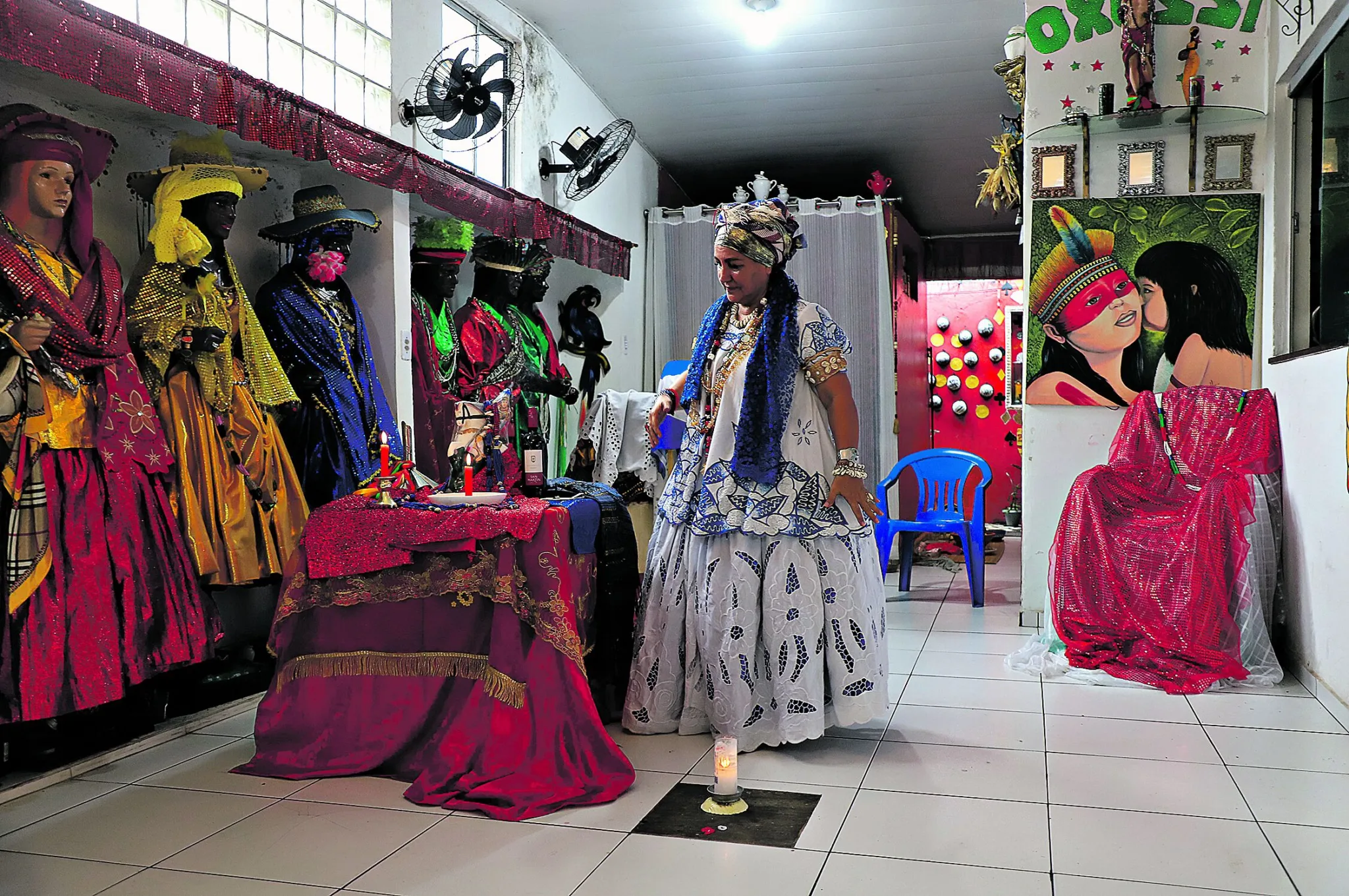 Belém, Pará, Brasil, Cidades. Mãe Tânia Regina Dussouchet, vic presidente da Federação dos Cultos Afro-brasileiros. ( Feucabep) Semana dedicada a homenagiar São Jorge o Santo guerreiro. 22-04-2025 Foto: Wagner Almeida / Diário do Pará.