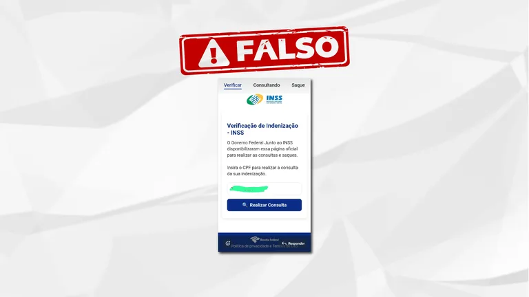 Circulam links falsos sobre suposta indenização do INSS Circulam links falsos sobre suposta indenização do INSS