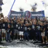 A comemoração após o título estadual por parte dos jogadores foi do tamanho do esforço que tiveram nas duas partidas.