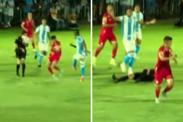 O árbitro Rafael Martins Diniz precisou ser substituído após sofrer um nocaute dentro de campo, durante o jogo entre Londrina e Tombense