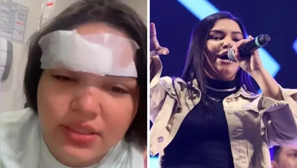 A cantora Greycielle Nunes foi agredida, ontem, em Crato, no interior do Ceará.
