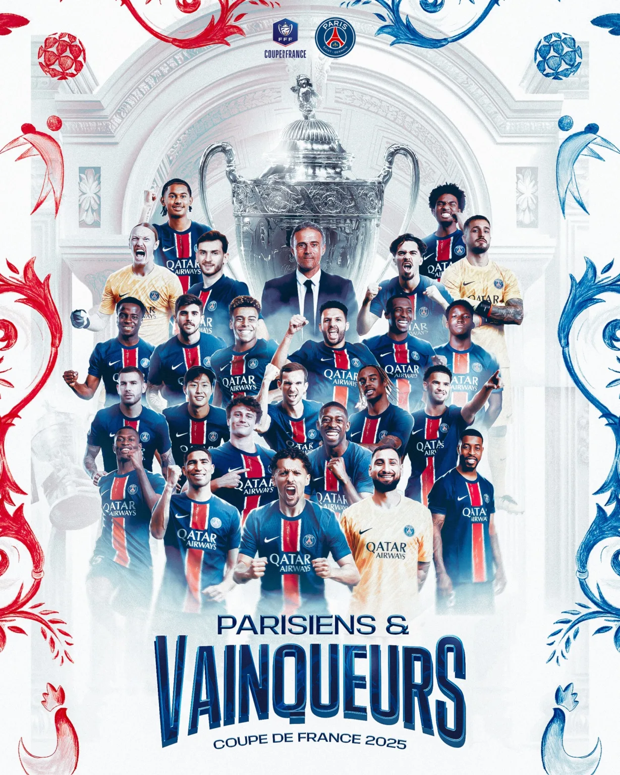 Neste sábado (24), o Paris Saint-Germain venceu o Reims com facilidade por 3 a 0 e conquistou a Copa da França
