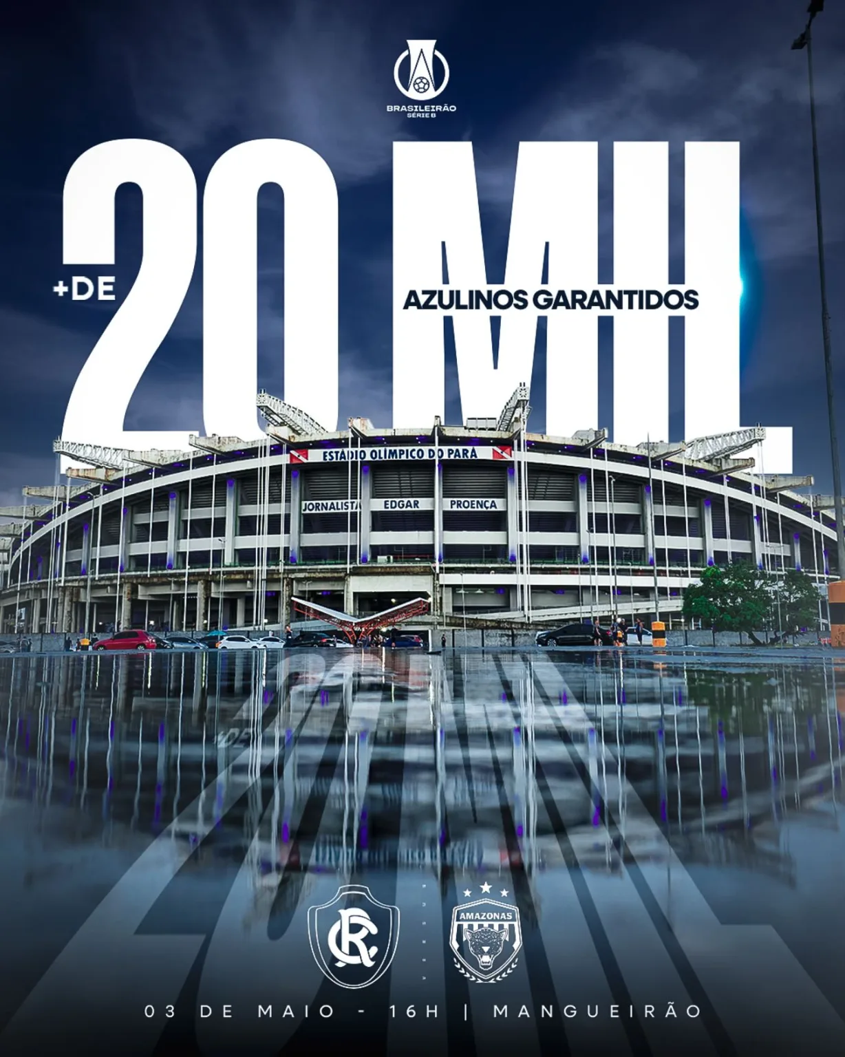 O Clube do Remo já vendeu 20 mil ingressos para o confronto deste sábado (3), às 16h, contra o Amazonas