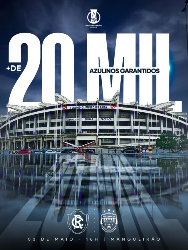 O Clube do Remo já vendeu 20 mil ingressos para o confronto deste sábado (3), às 16h, contra o Amazonas