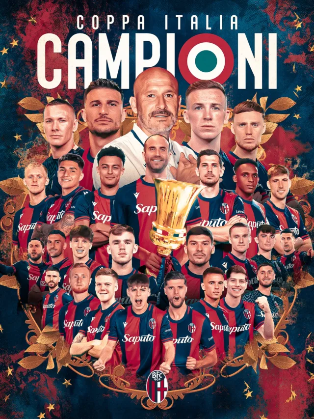 O Bologna conquistou a Copa da Itália na tarde desta quarta-feira (14), ao derrotar o Milan por 1 a 0 na final disputada no Estádio Olímpico,