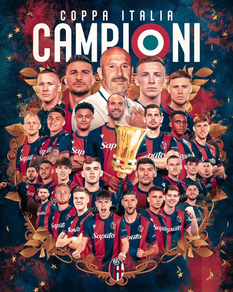 O Bologna conquistou a Copa da Itália na tarde desta quarta-feira (14), ao derrotar o Milan por 1 a 0 na final disputada no Estádio Olímpico,