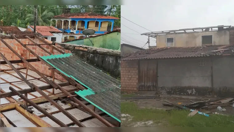 Cerca de 40 residências foram atingidas por um vendaval na tarde deste domingo (04), na ilha de Mosqueiro, distrito de Belém.