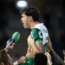 O jogador Mauricio, da SE Palmeiras, comemora seu gol contra a equipe do Red Bull Bragantino, durante partida válida pela nona rodada, do Campeonato Brasileiro, Série A, no Estádio Cicero de Souza Marques. (Foto: Cesar Greco/Palmeiras/by Canon)