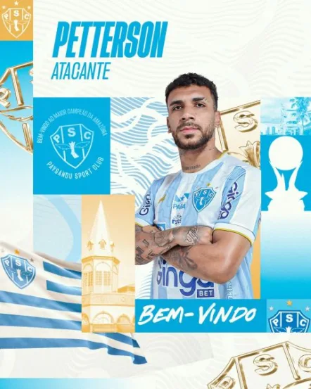 O Paysandu Sport Club oficializou nesta quinta-feira (5) a contratação do atacante Petterson Novaes Reis, de 21 anos.