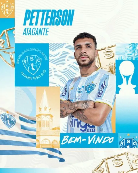 O Paysandu Sport Club oficializou nesta quinta-feira (5) a contratação do atacante Petterson Novaes Reis, de 21 anos. O Paysandu Sport Club oficializou nesta quinta-feira (5) a contratação do atacante Petterson Novaes Reis, de 21 anos.