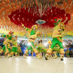 Apresentações de grupos folclóricos, cordões de bichos, pássaros juninos e Concurso Estadual de Quadrilhas levam o público à Praça do Povo, no Centur

