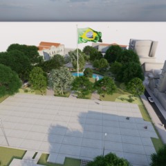 A nova Praça da Bandeira terá aproximadamente 10 mil metros quadrados e será completamente requalificada.