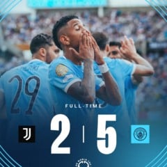 O Manchester City venceu com grande facilidade a Juventus, na tarde de quinta-feira (26), no Camping World Stadium, em Orlando.