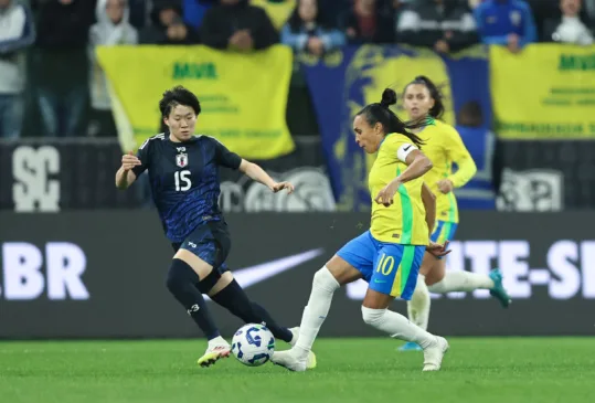 Marta durante duelo contra o Japão Créditos: Lívia Villas Boas/CBF