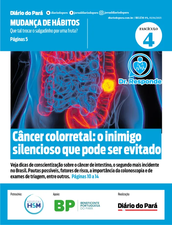 Fascículo da série “Dr. Responde” desta quinta (5) aborda o câncer colorretal, o inimigo silencioso que pode ser evitado