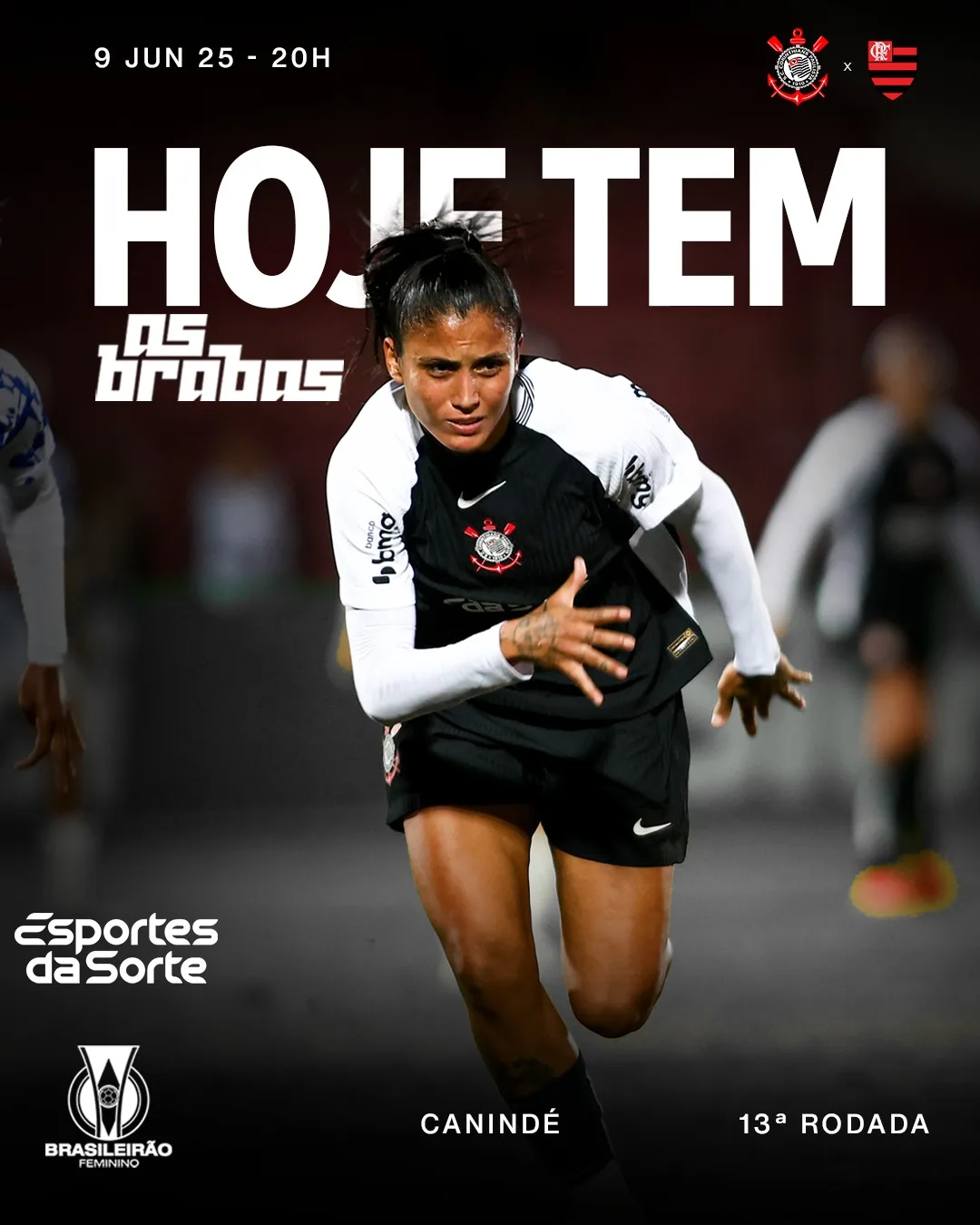 Corinthians e Flamengo se enfrentam nesta segunda-feira (9), às 20h, no Estádio Canindé, em São Paulo, pela 13ª rodada do Brasileirão Feminino
