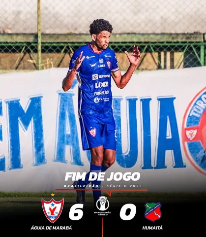 O Águia de Marabá conquistou uma vitória histórica ao golear o Humaitá por 6 a 0 neste sábado (7), no Estádio Zinho de Oliveira.